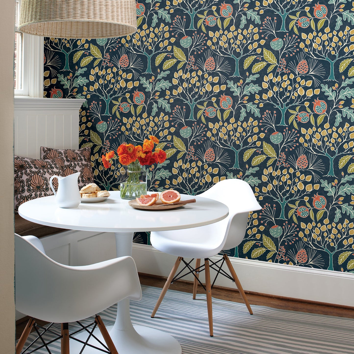 A-Street Prints Shiloh Navy Botanical Wallpaper, 20.5-in by 33-ft