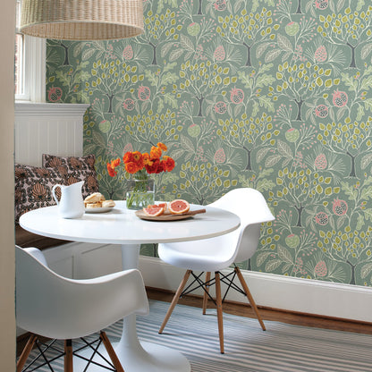 A-Street Prints Shiloh Green Botanical Wallpaper, 20.5-in by 33-ft