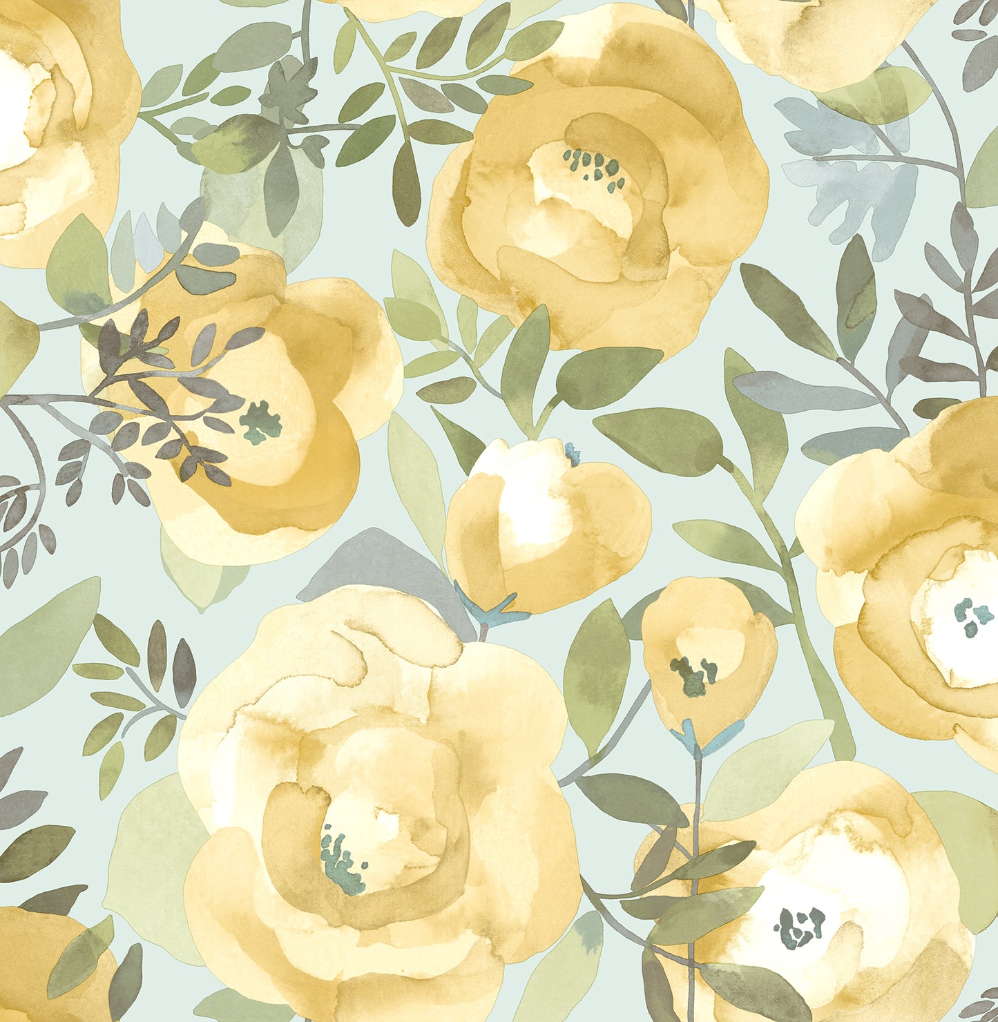 A-Street Prints Orla Yellow Floral Wallpaper, 20.5-in by 33-ft