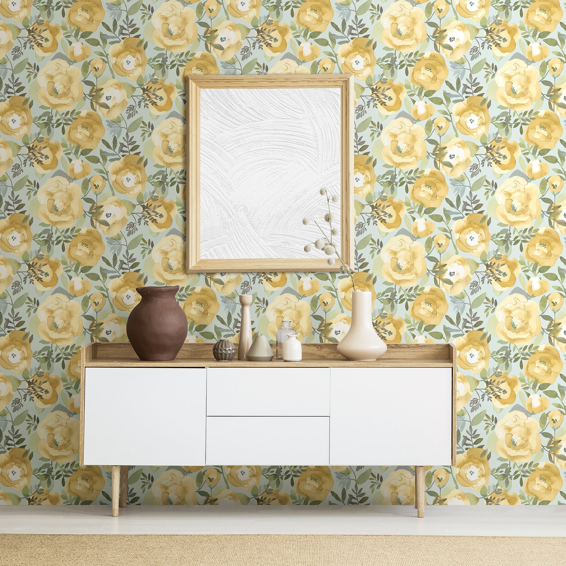 A-Street Prints Orla Yellow Floral Wallpaper, 20.5-in by 33-ft