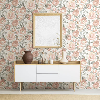 A-Street Prints Orla Rose Floral Wallpaper, 20.5-in by 33-ft