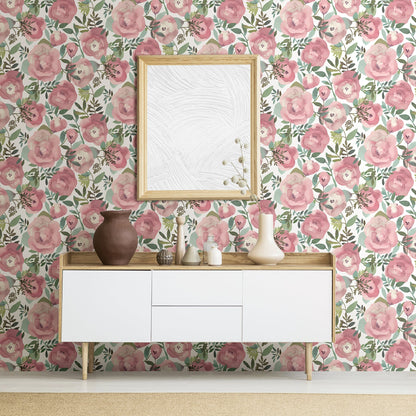 A-Street Prints Orla Pink Floral Wallpaper, 20.5-in by 33-ft