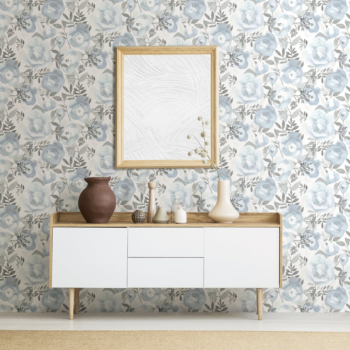 A-Street Prints Orla Blue Floral Wallpaper, 20.5-in by 33-ft