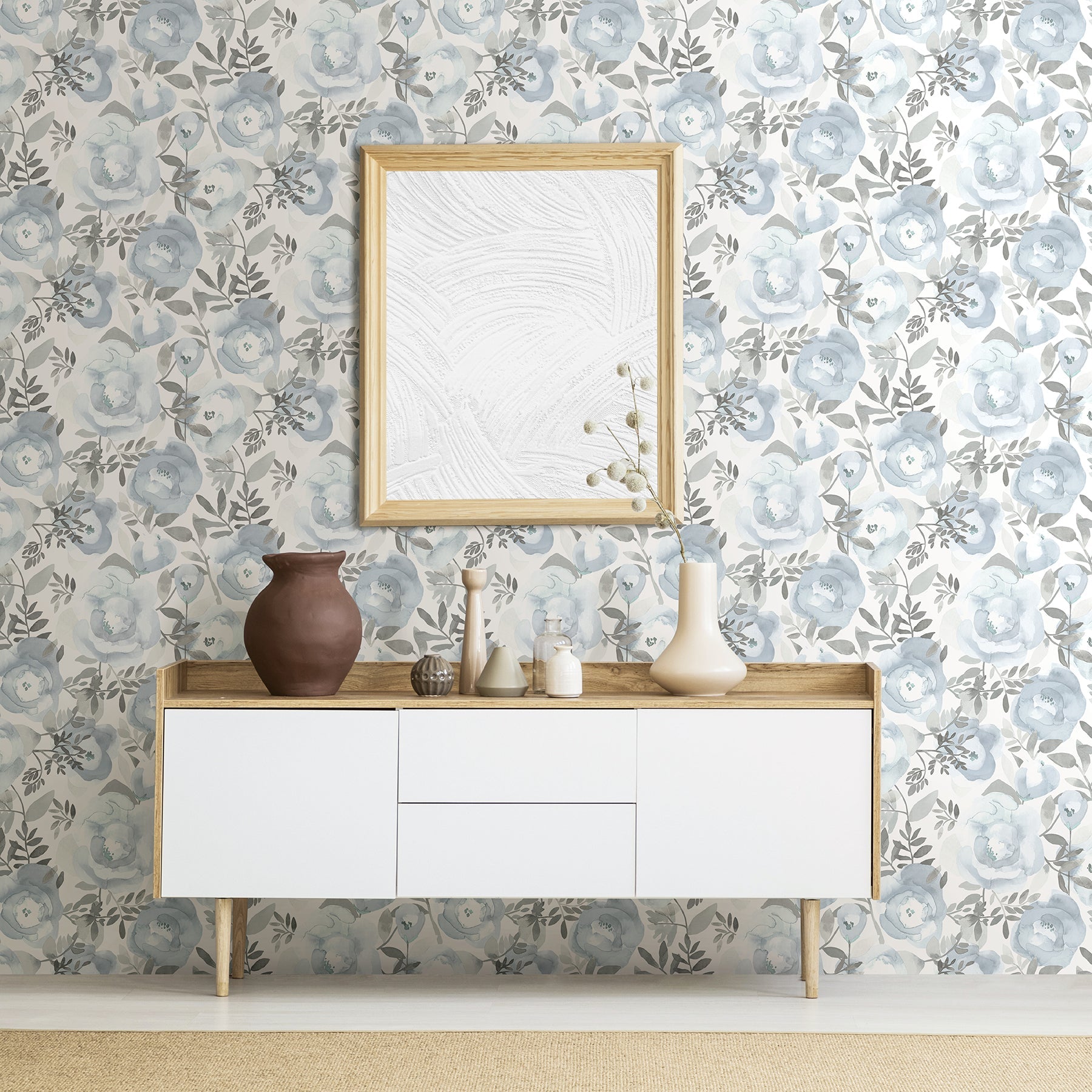 A-Street Prints Orla Blue Floral Wallpaper, 20.5-in by 33-ft