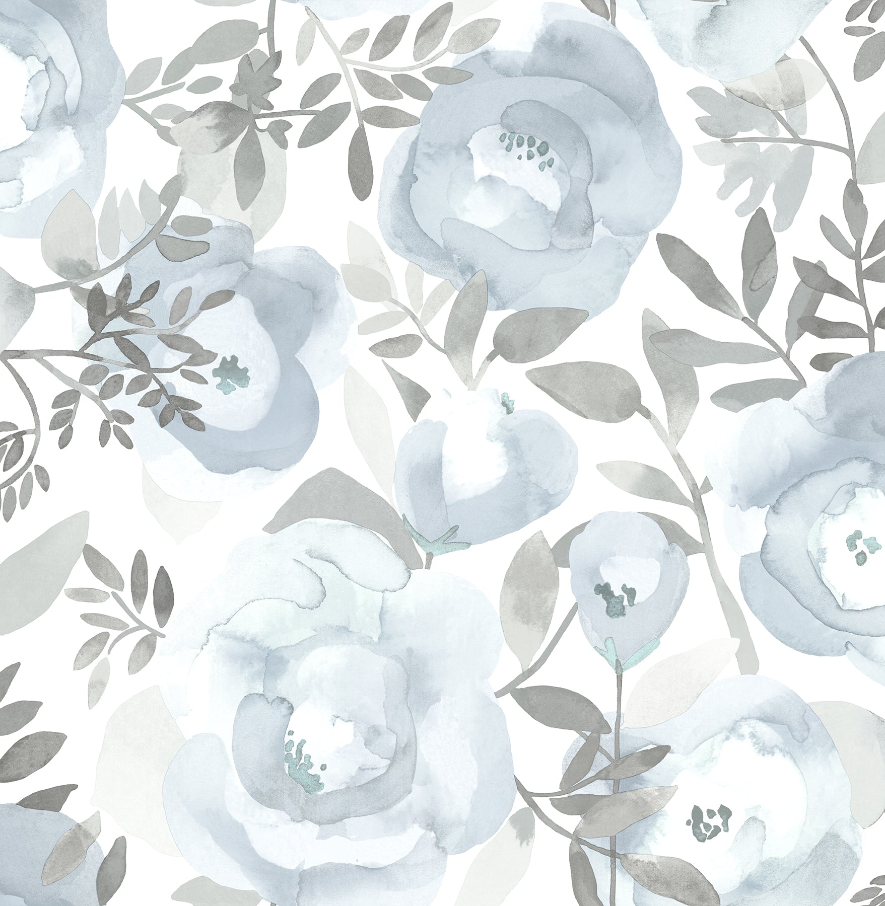 A-Street Prints Orla Blue Floral Wallpaper, 20.5-in by 33-ft