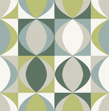 A-Street Prints Archer Green Linen Geometric Wallpaper, 20.5-in by 33-ft