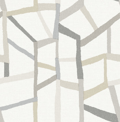 A-Street Prints Tate Grey Geometric Linen Wallpaper, 20.5-in by 33-ft