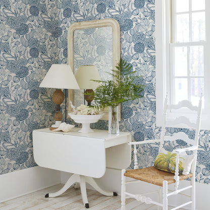 A-Street Prints Alannah Navy Botanical Wallpaper, 20.5-in by 33-ft