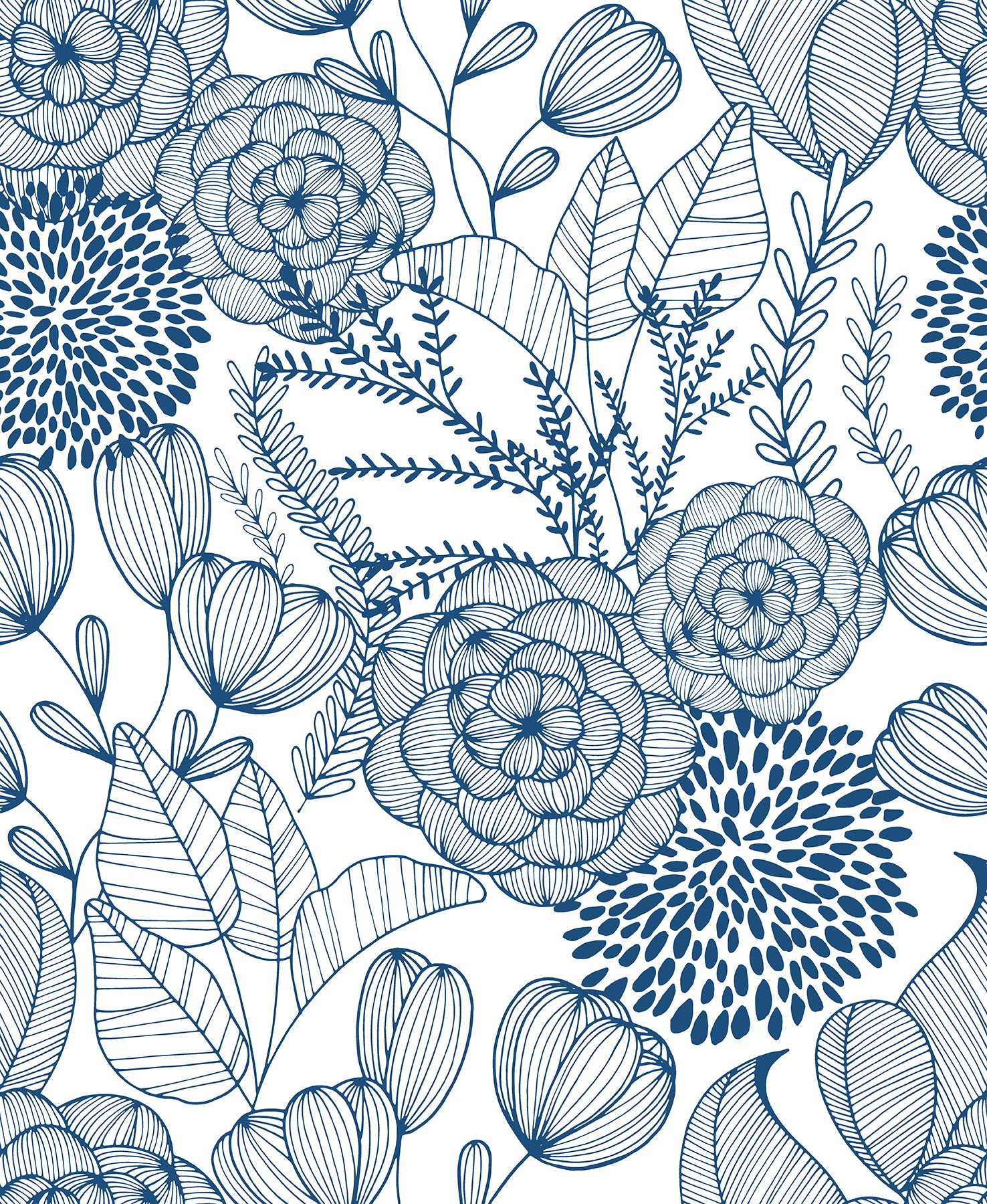 A-Street Prints Alannah Navy Botanical Wallpaper, 20.5-in by 33-ft