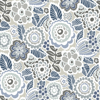 A-Street Prints Lucy Grey Floral Wallpaper, 20.5-in by 33-ft