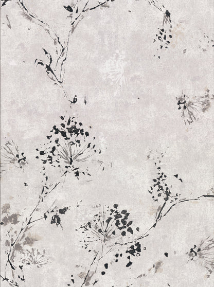 Brewster Misty Grey Distressed Dandelion Wallpaper, 27-in by 27-ft