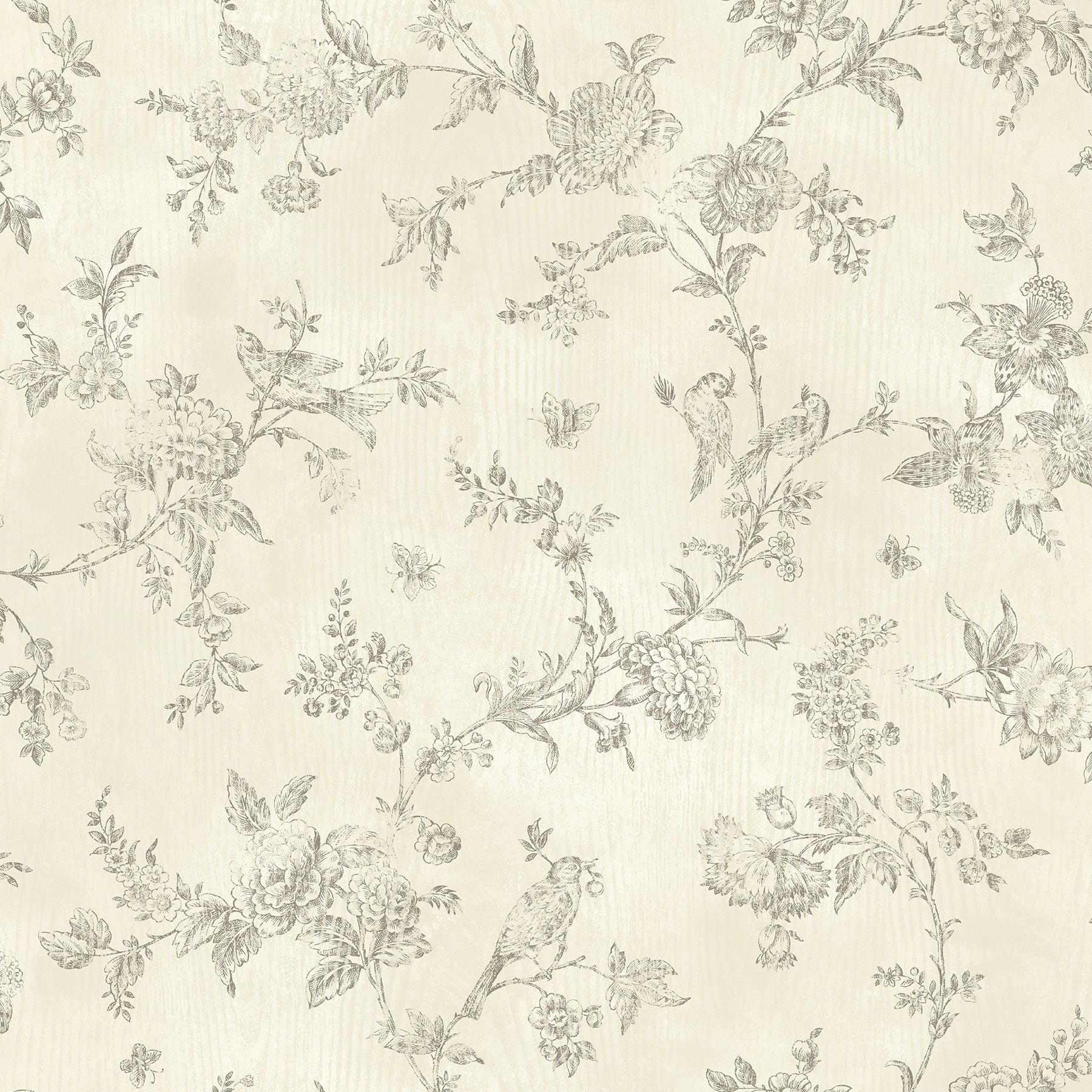 Brewster French Nightingale Cream Trail Wallpaper, 20.5-in by 33-ft