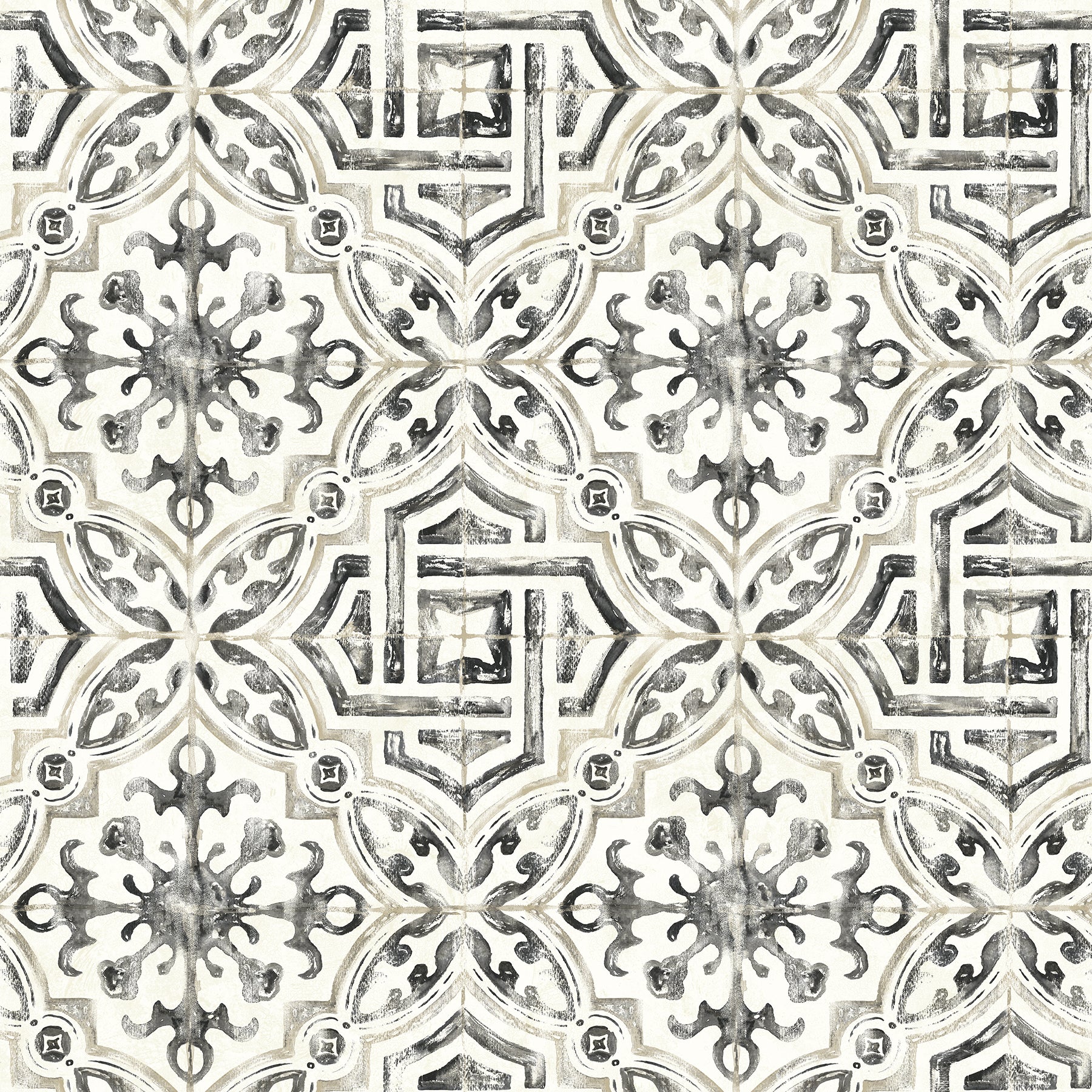 Brewster Sonoma Charcoal Spanish Tile Wallpaper, 20.5-in by 33-ft