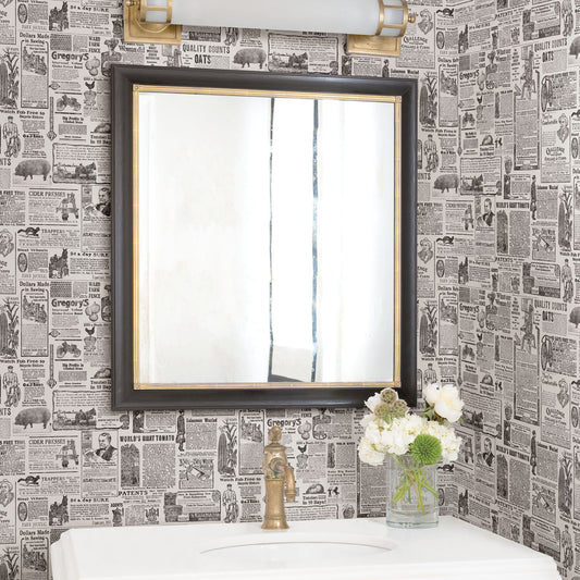 Brewster Underwood Black Newspaper Wallpaper, 20.5-in by 33-ft