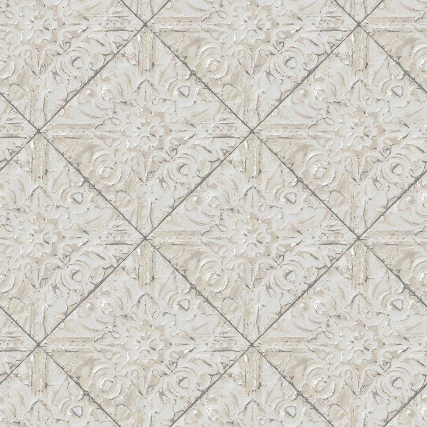 Brewster Brandi Grey Tin Tile Wallpaper, 20.5-in by 33-ft