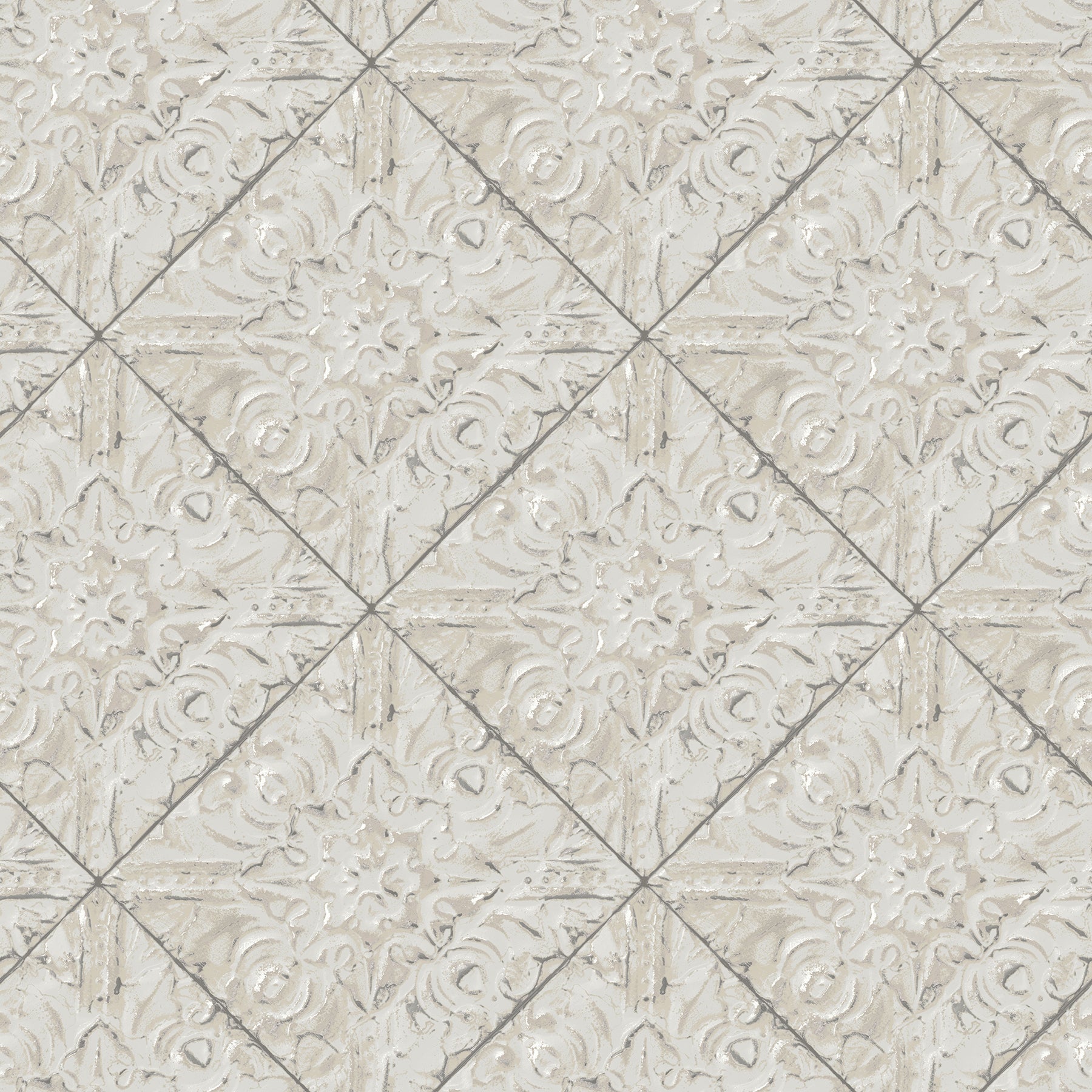 Brewster Brandi Grey Tin Tile Wallpaper, 20.5-in by 33-ft