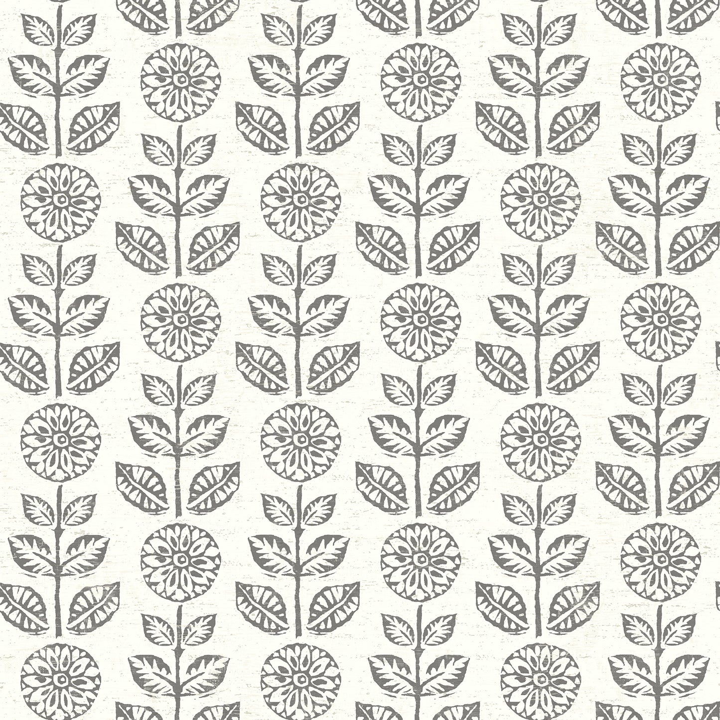 Brewster Dolly Dark Brown Folk Floral Wallpaper, 20.5-in by 33-ft