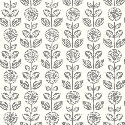 Brewster Dolly Dark Brown Folk Floral Wallpaper, 20.5-in by 33-ft