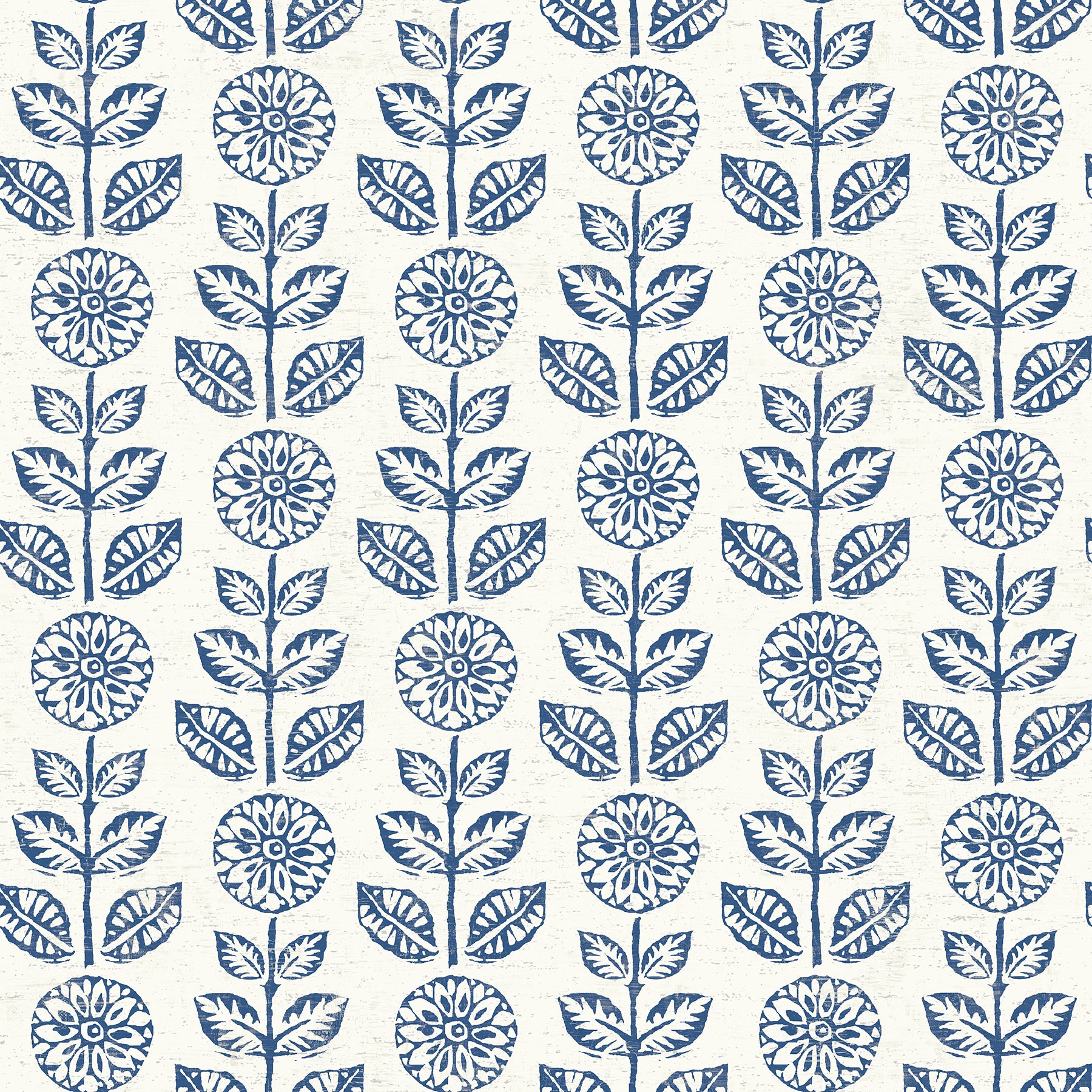 Brewster Dolly Navy Folk Floral Wallpaper, 20.5-in by 33-ft