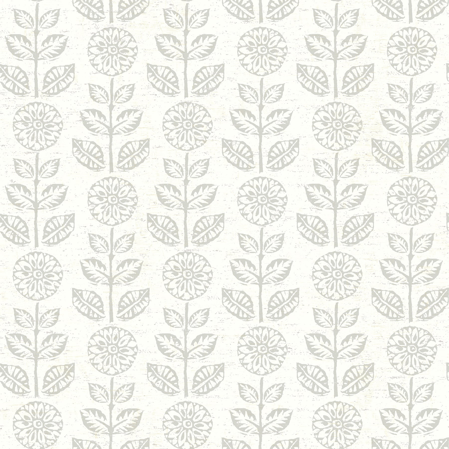 Brewster Dolly Taupe Folk Floral Wallpaper, 20.5-in by 33-ft