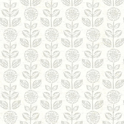 Brewster Dolly Taupe Folk Floral Wallpaper, 20.5-in by 33-ft