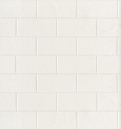 Brewster Bettina White Paintable Subway Tile Wallpaper, 20.5-in by 33-ft