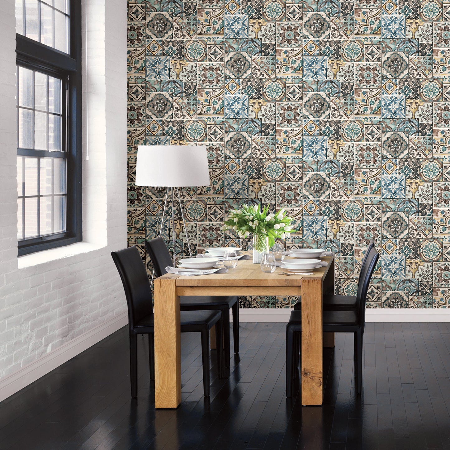 Brewster Marrakesh Blue Global Tiles Wallpaper, 20.5-in by 33-ft