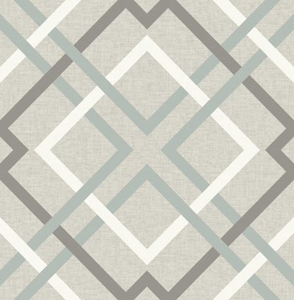 Brewster Saltire Taupe Geometric Wallpaper, 20.5-in by 33-ft