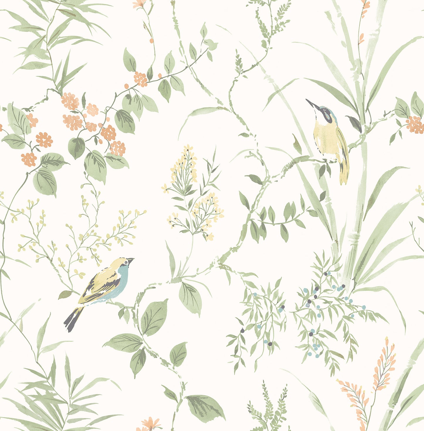 Brewster Imperial Garden Sage Botanical Wallpaper, 20.5-in by 33-ft