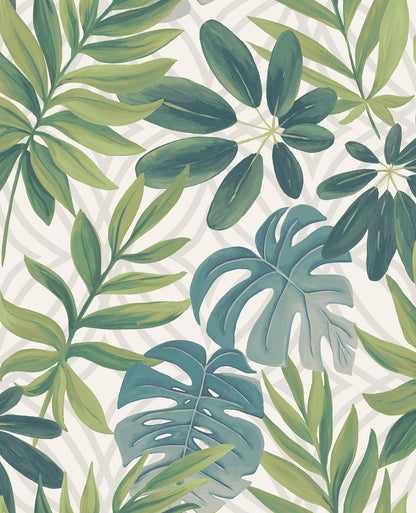 Brewster Nocturnum Green Leaves Wallpaper, 20.5-in by 33-ft