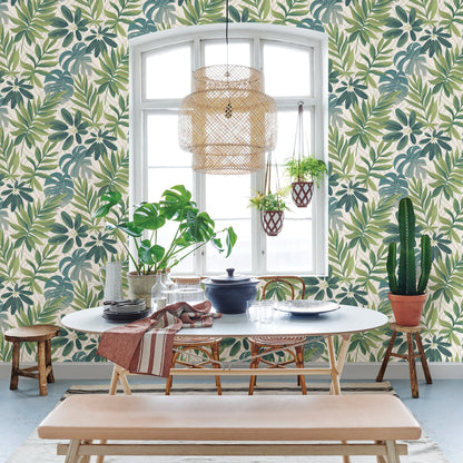 Brewster Nocturnum Green Leaves Wallpaper, 20.5-in by 33-ft