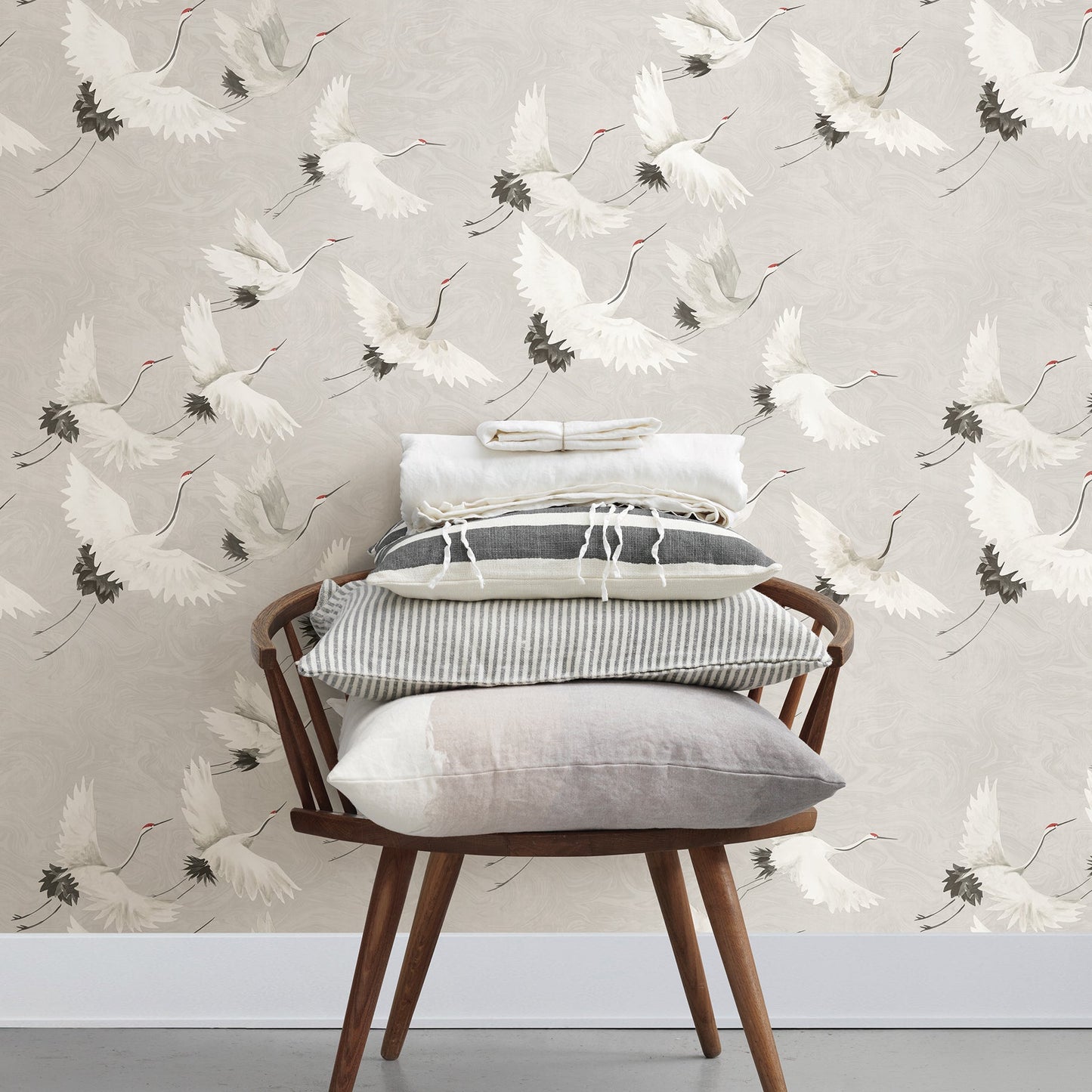 Brewster Windsong Grey Bird Wallpaper, 20.5-in by 33-ft