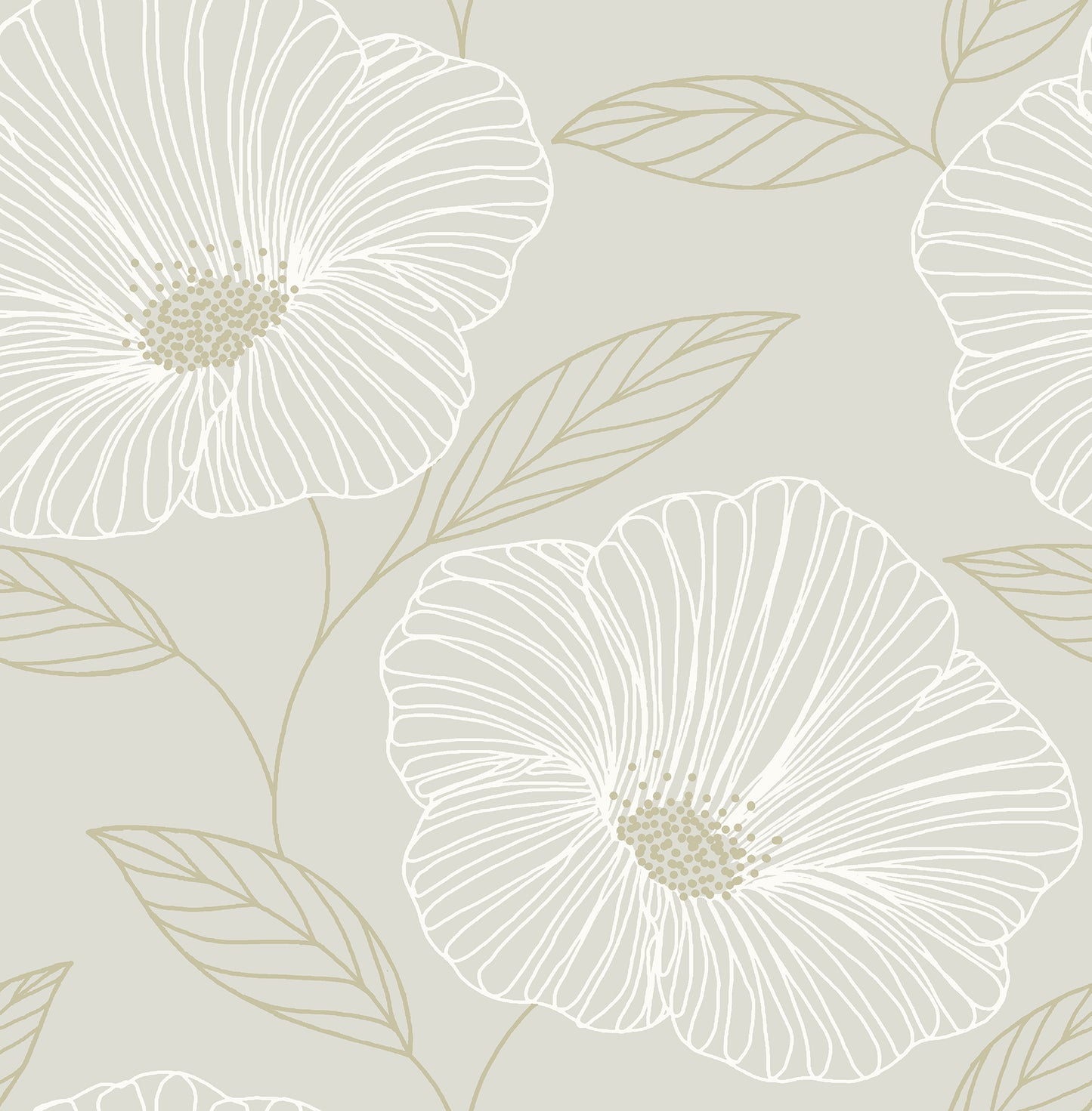 Brewster Mythic Light Grey Floral Wallpaper, 20.5-in by 33-ft