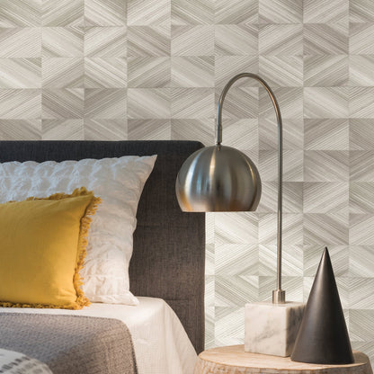 Brewster Stratum Taupe Geometric Faux Wood Wallpaper, 20.5-in by 33-ft