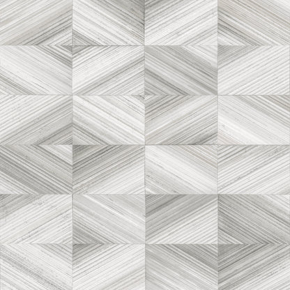 Brewster Stratum Grey Geometric Faux Wood Wallpaper, 20.5-in by 33-ft