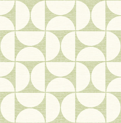 Brewster Deedee Green Geometric Faux Grasscloth Wallpaper, 20.5-in by 33-ft