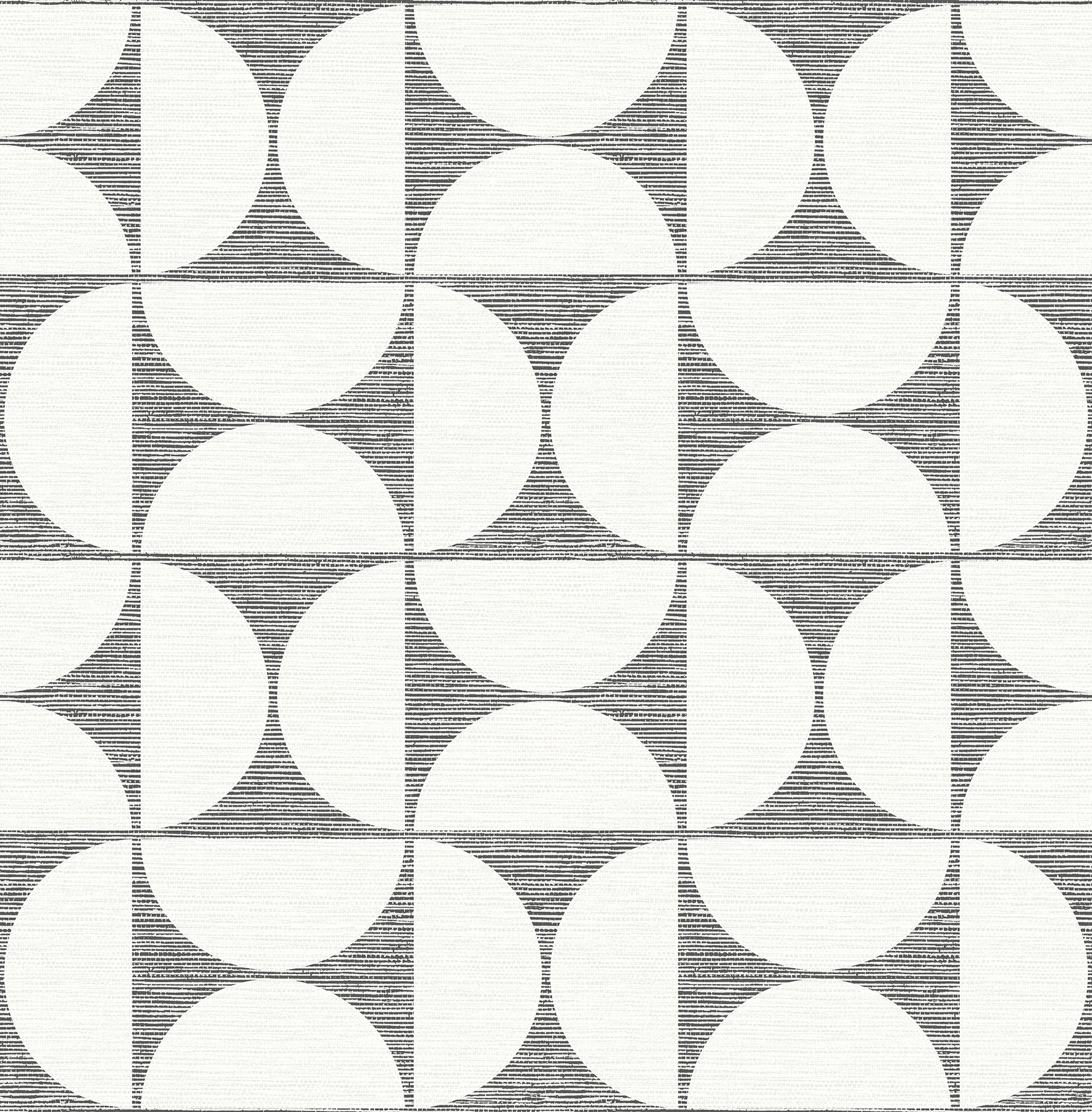 Brewster Deedee Black Geometric Faux Grasscloth Wallpaper, 20.5-in by 33-ft