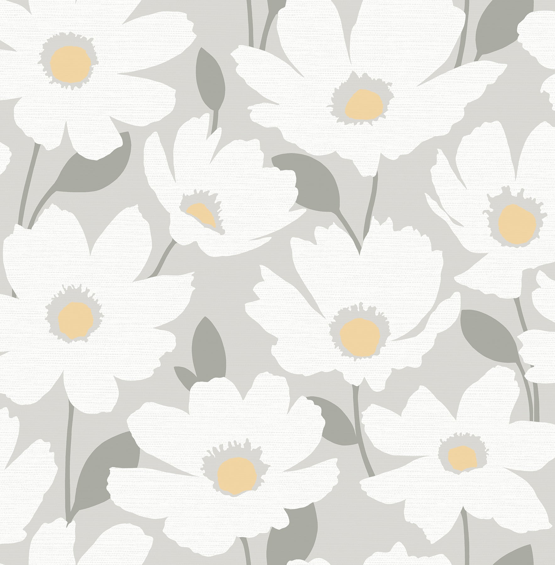 Brewster Astera Grey Floral Wallpaper, 20.5-in by 33-ft