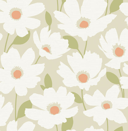 Brewster Astera Neutral Floral Wallpaper, 20.5-in by 33-ft