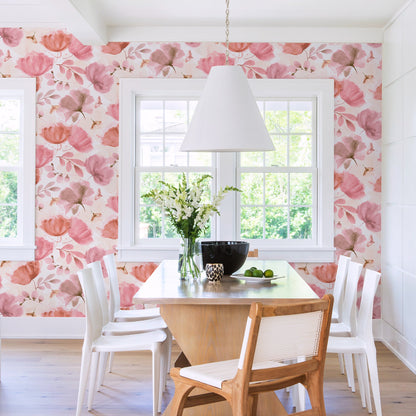 Brewster Zahra Pink Floral Wallpaper, 20.5-in by 33-ft