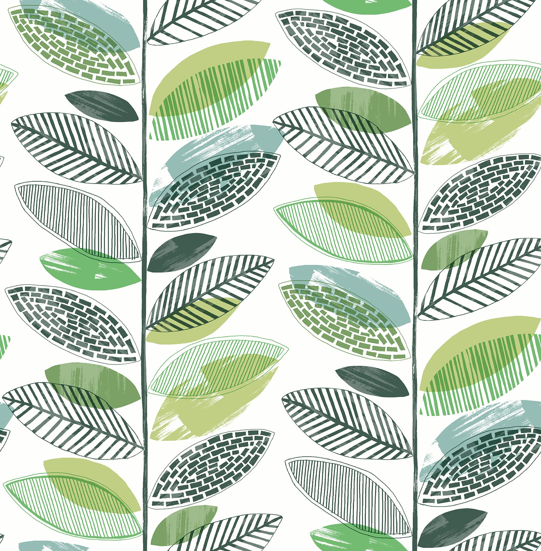 Brewster Nyssa Green Leaves Wallpaper, 20.5-in by 33-ft