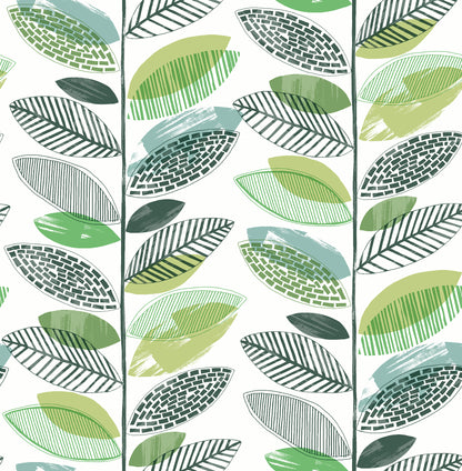 Brewster Nyssa Green Leaves Wallpaper, 20.5-in by 33-ft