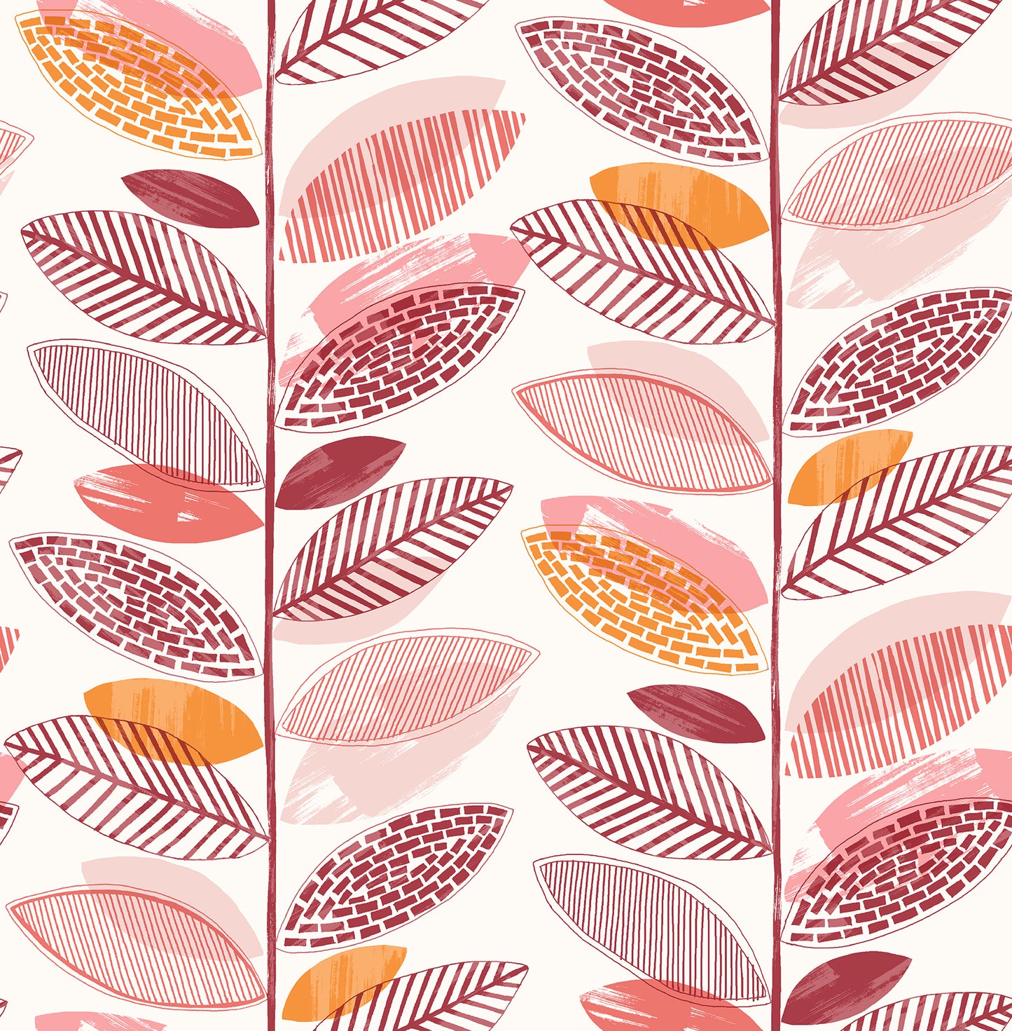 Brewster Nyssa Coral Leaves Wallpaper, 20.5-in by 33-ft