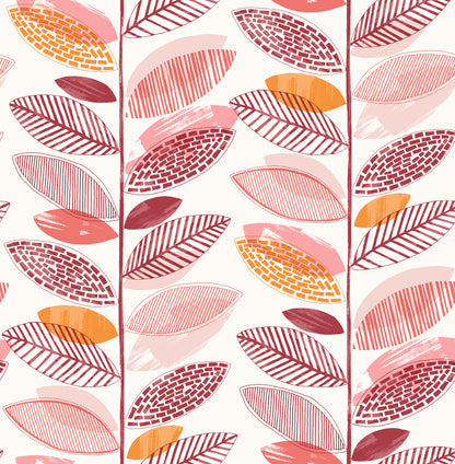 Brewster Nyssa Coral Leaves Wallpaper, 20.5-in by 33-ft