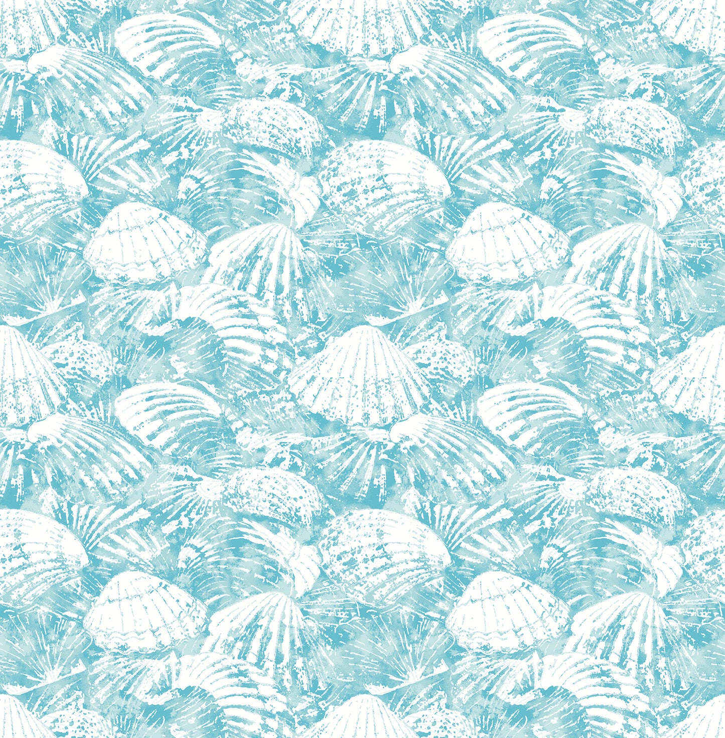 Brewster Surfside Aqua Shells Wallpaper, 20.5-in by 33-ft