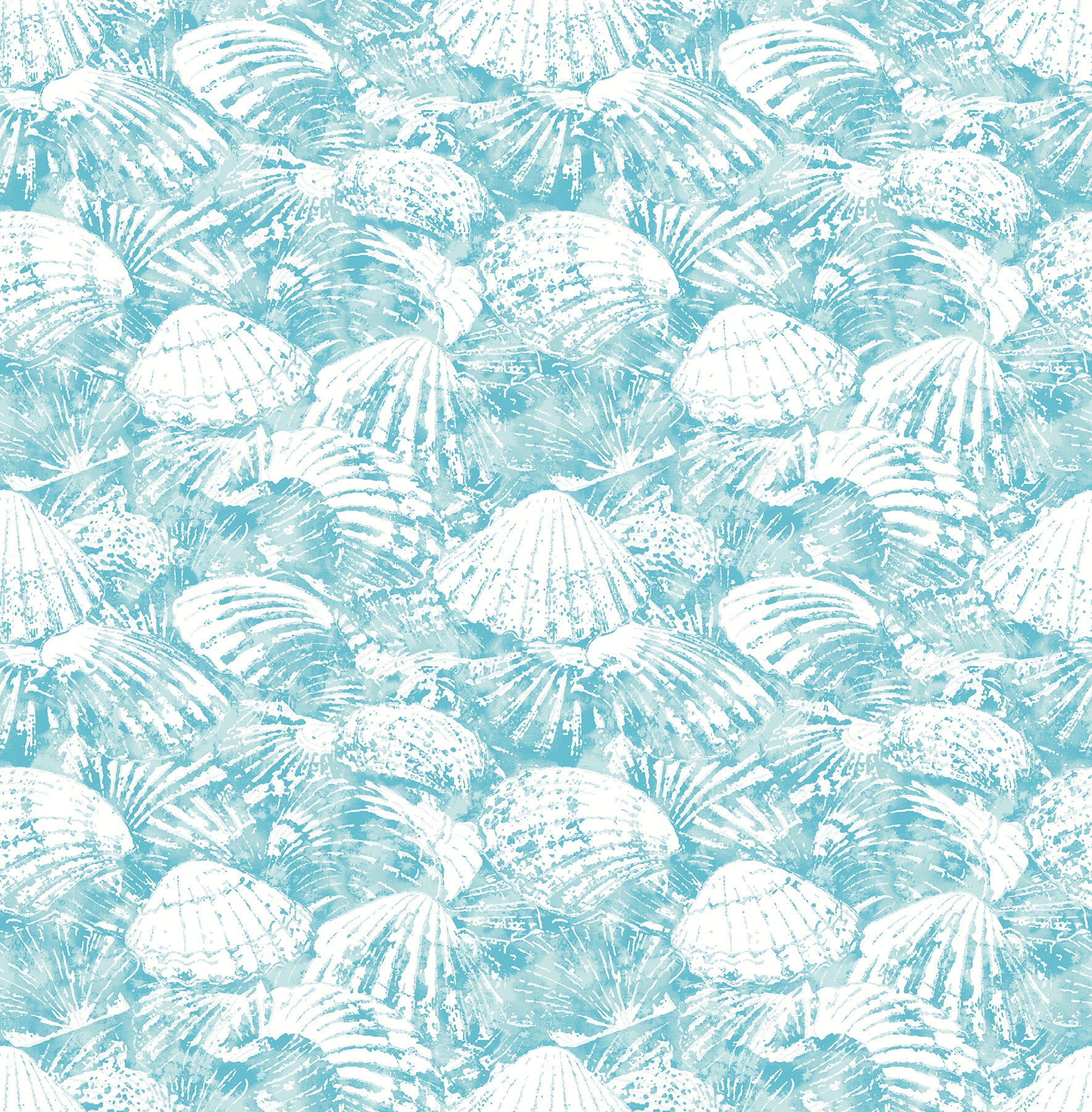 Brewster Surfside Aqua Shells Wallpaper, 20.5-in by 33-ft