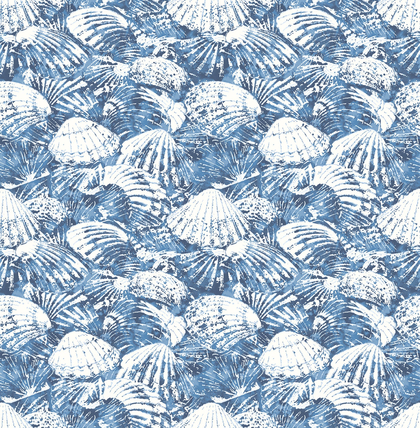 Brewster Surfside Blue Shells Wallpaper, 20.5-in by 33-ft