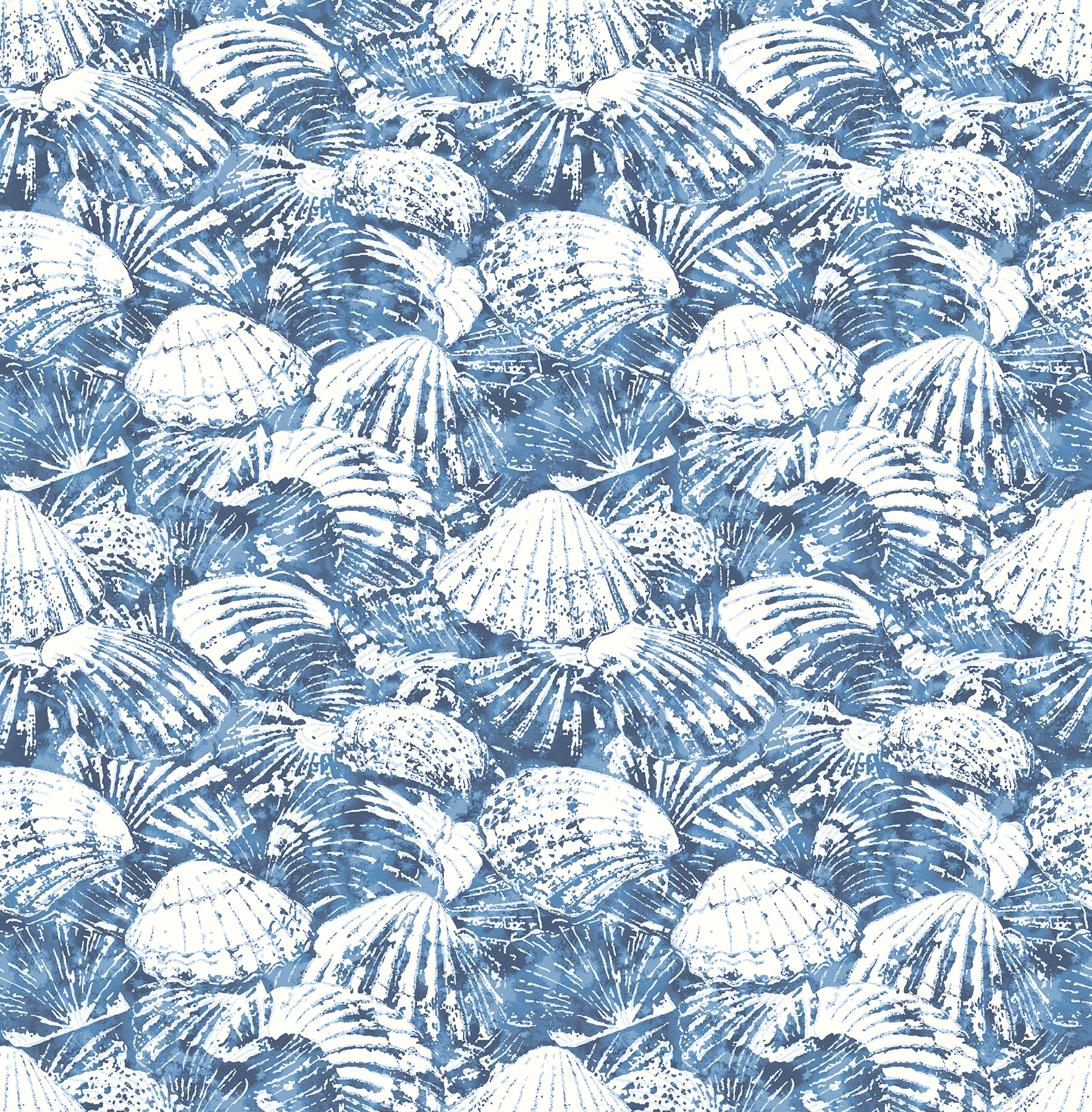 Brewster Surfside Blue Shells Wallpaper, 20.5-in by 33-ft