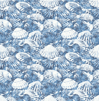 Brewster Surfside Blue Shells Wallpaper, 20.5-in by 33-ft