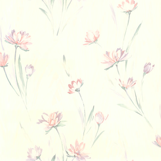 Brewster Gloria Eggshell Floral Wallpaper, 20.5-in by 33-ft